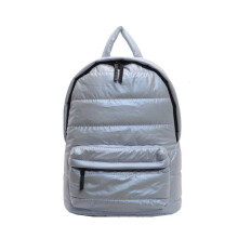 Quilted Puffer Backpack for Women Large Capacity Metallic Padded Travel School Zippered Shoulder Bag with Multi Pockets