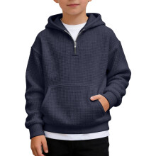 Boys' quarter-zip knit hoodie soft fleece pullover