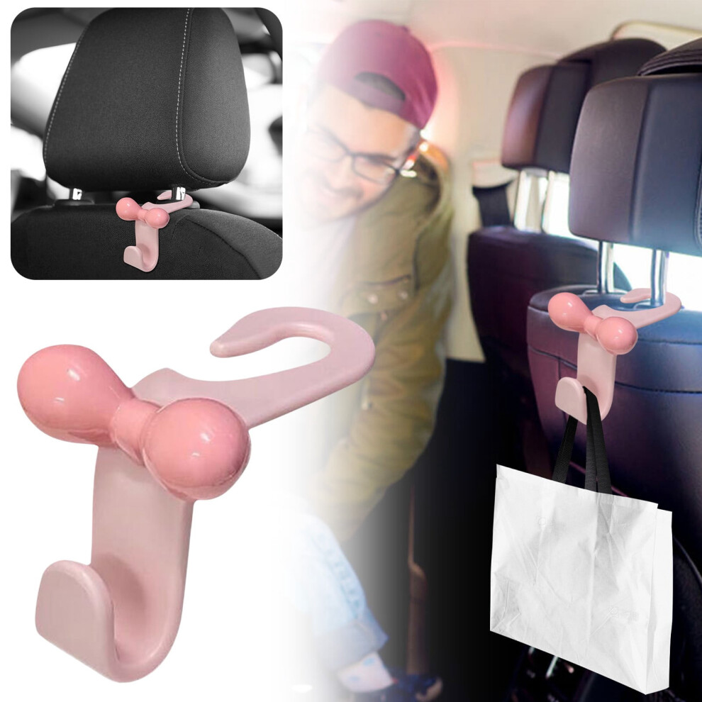 Dopamine Bow Car Headrest Back Hook, 20Kg Clip-On Rear Seat Organizer For Storage & Hanging Â Color A, 3.9X2.34x1.56 In 9555307652038