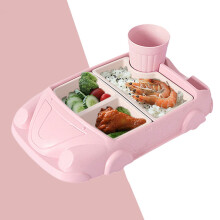 Car-Shaped Food-Grade Baby Plate Set with Separate Compartments, Cutlery & Cup – Compatible with Kids' Feeding Needs