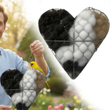 Handmade Refillable Bird Nesting Heart, Alpaca Fiber Hummingbird Nest with Hanging Loop – Natural Soft Nesting Material for Garden/Wildlife Shelter,