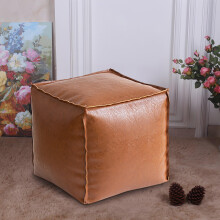 Faux Leather Ottoman Pouf Footstool, 15.7"x15.7", Unstuffed Waterproof Floor Cushion for Indoor/Outdoor Use | DIY Filler Cover