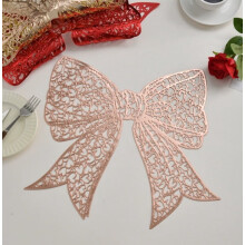 2 stuks Franse romantische, lichte, luxe placemats met holle bronzen strik, waterdicht en isolerend, Europese stijl, geschikt voor alle tafels