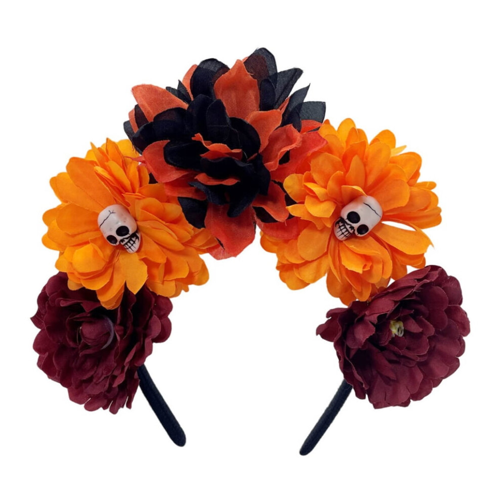 Skull headband for girls dark floral witch Halloween party