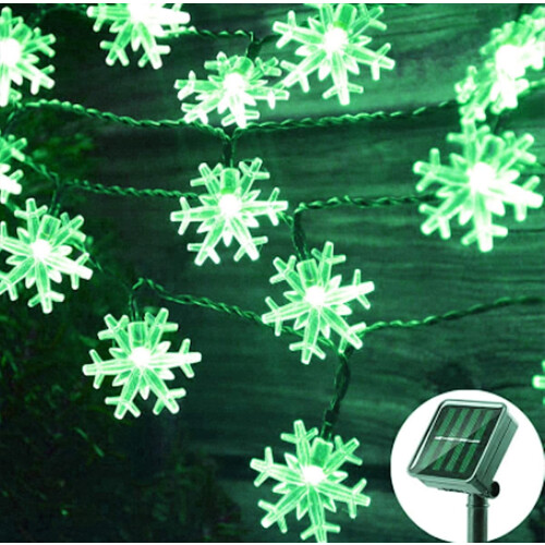 Solar-Schneeflocken-Lichterkette, wasserdicht, 8 Modi