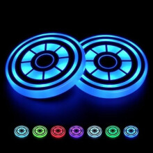 LED-Auto-Getränkehalterbeleuchtung, 7 Farben, wiederaufladbar, 2 Stück