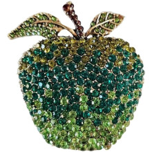 Broche pomme strass, épingle à revers femme, broche fruit cristal 1