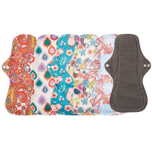 Bamboo Charcoal Reusable Menstrual Pads for Heavy Flow – Extra Large, 5-Pack | Compatible with All Underwear