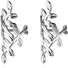 Boucles d'oreilles manchette en argent sterling en forme de feuille pour cartilage