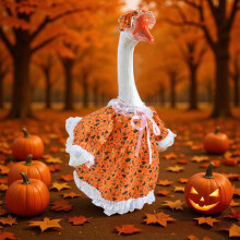 Vêtements d'oie d'Halloween à imprimé citrouille Décoration de jardin