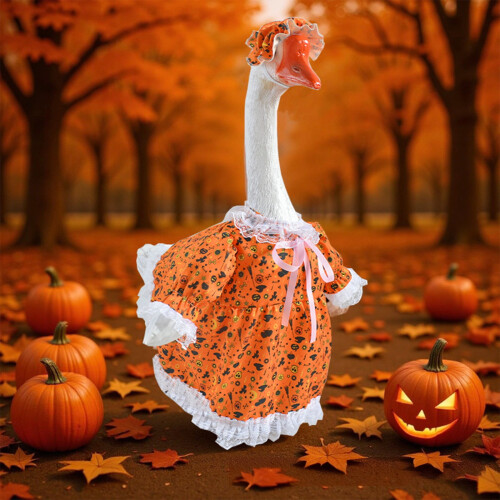 Ρούχα χήνας για το Halloween με εκτύπωση κολοκύθας και διακόσμηση γκαζόν