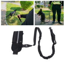 Dog Leash with Zipper Pouch Waist Bag Reflective Black Neoprene Nylon Polyester