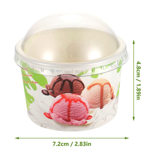 100Sets Bunte Papier Dessertbecher Mit Deckel Für Eis Und Pudding 1