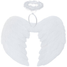 Set Ali d'angelo con aureola, 45x35 cm, bianco
