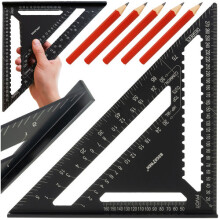 Squadra da carpentiere 30x30cm, alluminio, set da 5 matite
