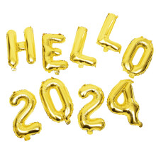 Conjunto de 1 Balão Decorativo Dourado Metalizado para Festa de Ano Novo 2024