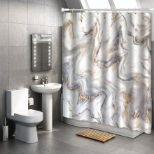 Marmorinen tekstuurisuihkuverho, yksiosainen 71x71 tuumaa, nykyaikainen ombre-design kylpyhuoneen sisustukseen