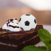 Fotball-cupcake-topper i flerfarget vinyl til sportsbursdagsfester og fotballfans