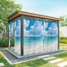 Cortinas externas Ocean Beach, 137 x 274 cm, impermeáveis, com ilhós, para privacidade em pátios, varandas, gazebos, jardins e pérgolas –