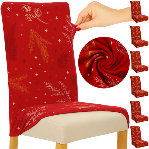 Weihnachtsstuhlhussen, rot, elastisch, 6er-Set, 50 x 40 x 40 cm