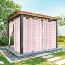 Rosa Buffalo utendørsgardiner, vanntett rutete maljeforheng for terrasse, veranda, lysthus, hage, pergola – 1 panel, 54x95in