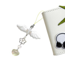 Elegante custodia per telefono con cordino, portachiavi alla moda, accessorio per borsa, ciondolo delicato a forma di cuore e ala per borsa e chiave.