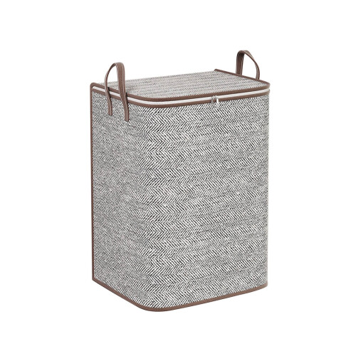 Nonwoven Storage Box Grey Foldable with Zipper Lid