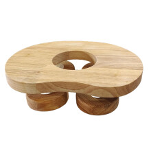 Oreiller cervical en bois pour sauna avec disque rotatif 23 x 17 x 6 cm