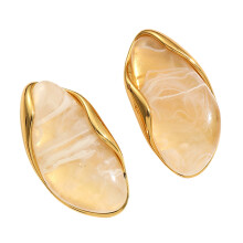 Orecchini geometrici di tendenza in resina per donna, in acciaio inossidabile, leggeri, con placcatura in oro 18 carati, gioielli eleganti.