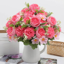 Peonie artificiali da 11,8", Bouquet di peonie finte in seta per San Valentino, matrimoni, anniversari e decorazioni per la casa
