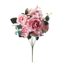 Bouquet di peonie rosa, fiori di ortensia artificiali, composizioni di peonie artificiali per decorazioni, centrotavola per matrimoni in stile