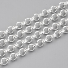 304 Ruostumattomasta teräksestä valmistetut Belcher-ketjut, hitsaamattomat, hopeanväriset, 6 x 2 mm, noin 10 m/rulla