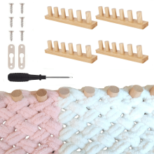 Dik breiraam, ideaal als cadeau voor beginners, draagbaar houten dekenbreiraam (4-delig)