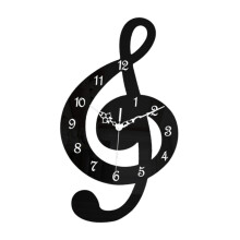 Music Note Wall Clock Hanging Clock Decorative Modern Gift No Ticking Silent for 35cmx20cm