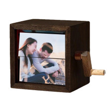 Custom Flip Photo Box Personalized Hand-Crank Animation Machine with Wooden Frame Unique Custom Gifts for Anniversary Birthday Valentine's Day