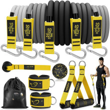 Resistance Bands Set - Exercise Bands with Handles, Door Anchor, Ankle Straps, for Heavy Resistance, Physical,, Yoga, Workouts, Gym