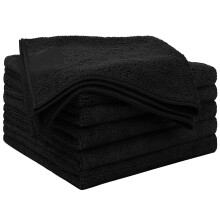 Panos de limpeza de microfibra pretos, pacote com 6 unidades, 31,75 cm x 31,75 cm, ultra absorventes, não soltam fiapos, não deixam manchas –
