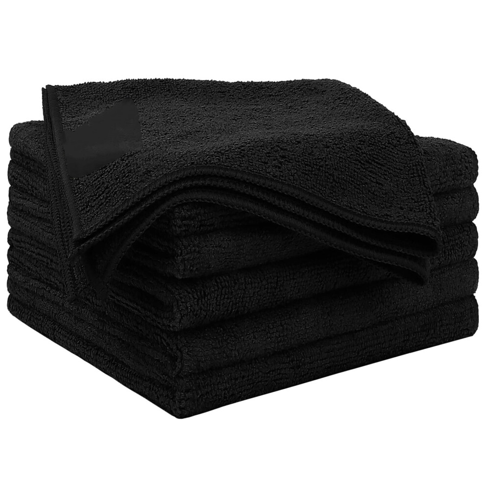Microfiber Cleaning Cloths 6-Pack, 12.5"X12.5", Ultra Absorbent, Lint-Free, Streak-Free Â Compatible With Cars, Kitchen & Windows Black 9551475146768