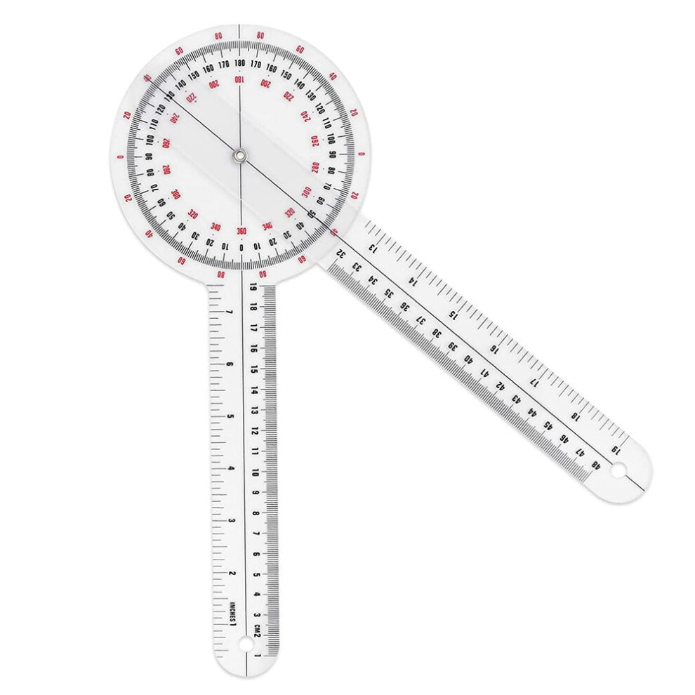 12 Inch Goniometer,Transparent Orthopedic Angle Ruler Plastic Goniometer 360 Degree Spinal For Body Measuring 9340959232055