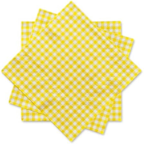 Χαρτοπετσέτες Gingham 3 στρώσεων 13x13 ίντσες - συσκευασία των 50 τεμαχίων