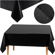 Schwarze Tischdecke aus Folie, 137 x 274 cm, wasserdicht und wiederverwendbar