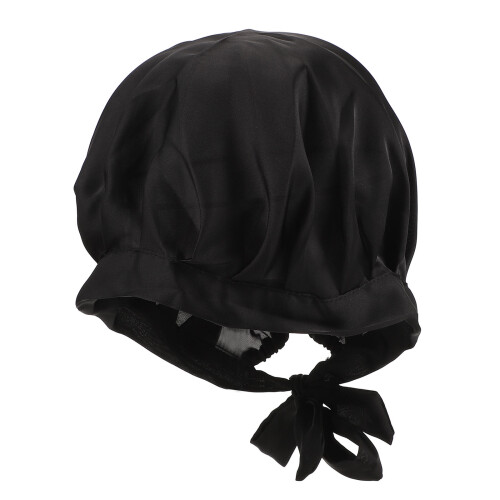 2Pièces Bonnet De Élastique Noir En Soie Pour Longs