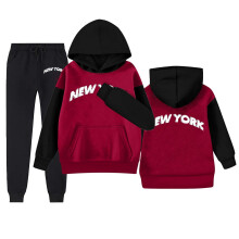 2 Piece Suit Girls' Autumn And Winter Letter Printed Pocket Round Neck Long Sleeved Pants Hooded Color Block Sweatshirt Set Holiday Outfit