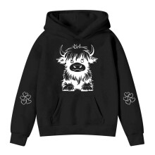 Girls Oversized Hooded Sweatshirt Cute Cow Printed Long Sleeve Pullover For Kids 1-12 Years Hoodies Cozy Tops