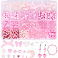 Pink acrylic beads kit for friendship bracelets 828 pcs