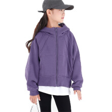 AWZXDE Girls Hooded Jacket Warm Pullover Coats All Season Casual Windproof Outerwear For Kids Purple,6-7 Years
