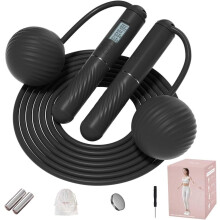 Skipping Ropes for Adults -Cordless Counter Jump Rope with Large Cordless Ball-Weighted Jump Rope for Women with LCD Display