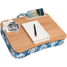 Designer Lap Desk with Phone Holder and Device Ledge - Floral Block Print - Fits up to 15.6 Inch Laptops - Style No. 45414