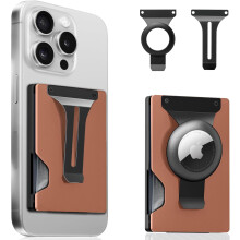 Portafoglio per telefono con - Porta carte con porta AirTag, blocco e clip Portafoglio Mag Safe per 16 ///Mini