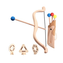 Wooden Bow and Arrow Toy Set Children's Birthday Gift Shooting Sports Educational Outdoor Play,Khaki